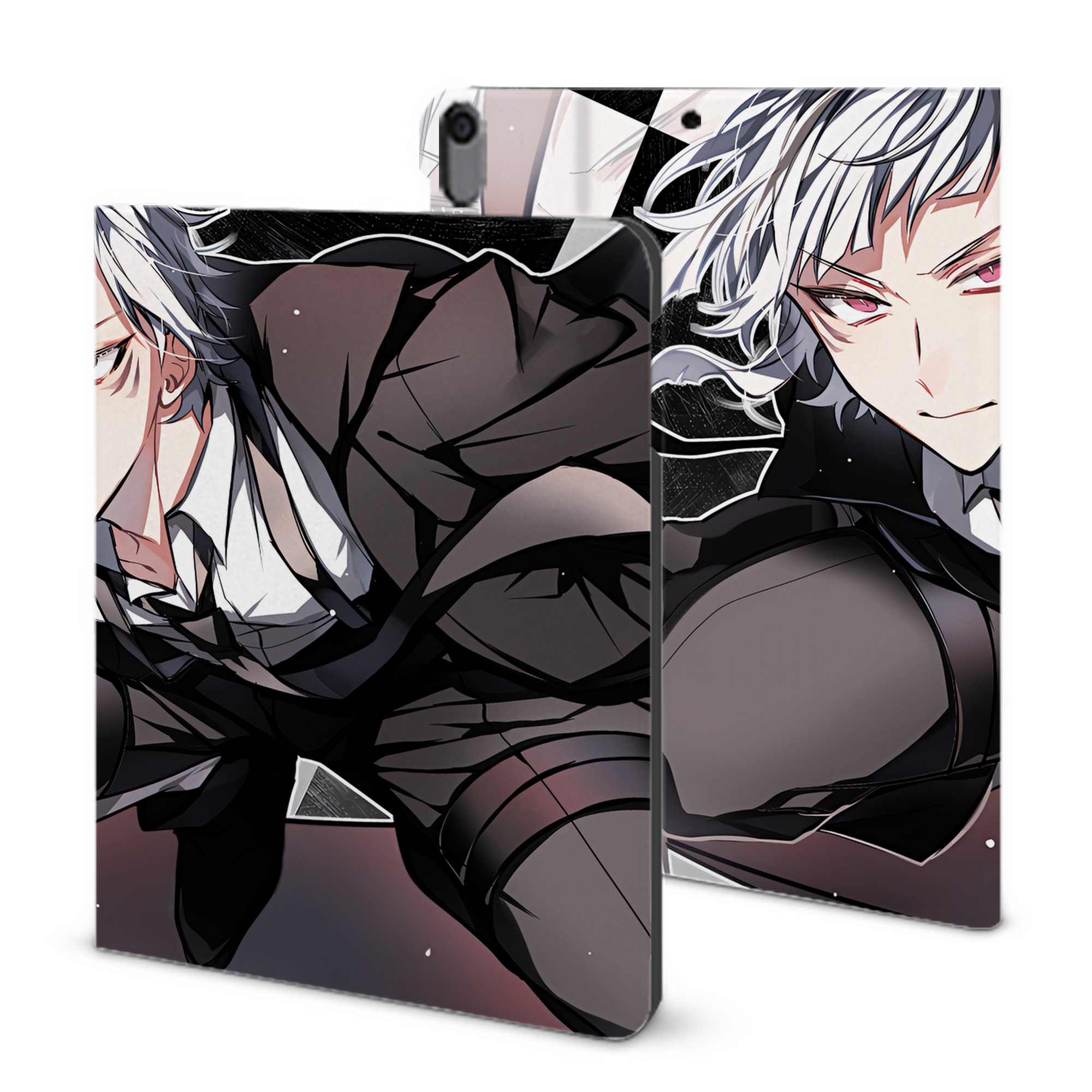 （画像用） 文豪ストレイドッグス Bungo Stray Dogs IPad ケース ブック型 PUレザー TPU 耐衝撃 軽量 薄型 ペン収納なし 全面保護 IPad 各モデル対応